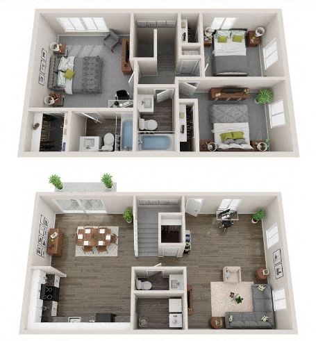 a floor plan of a 3 bedroom apartment
